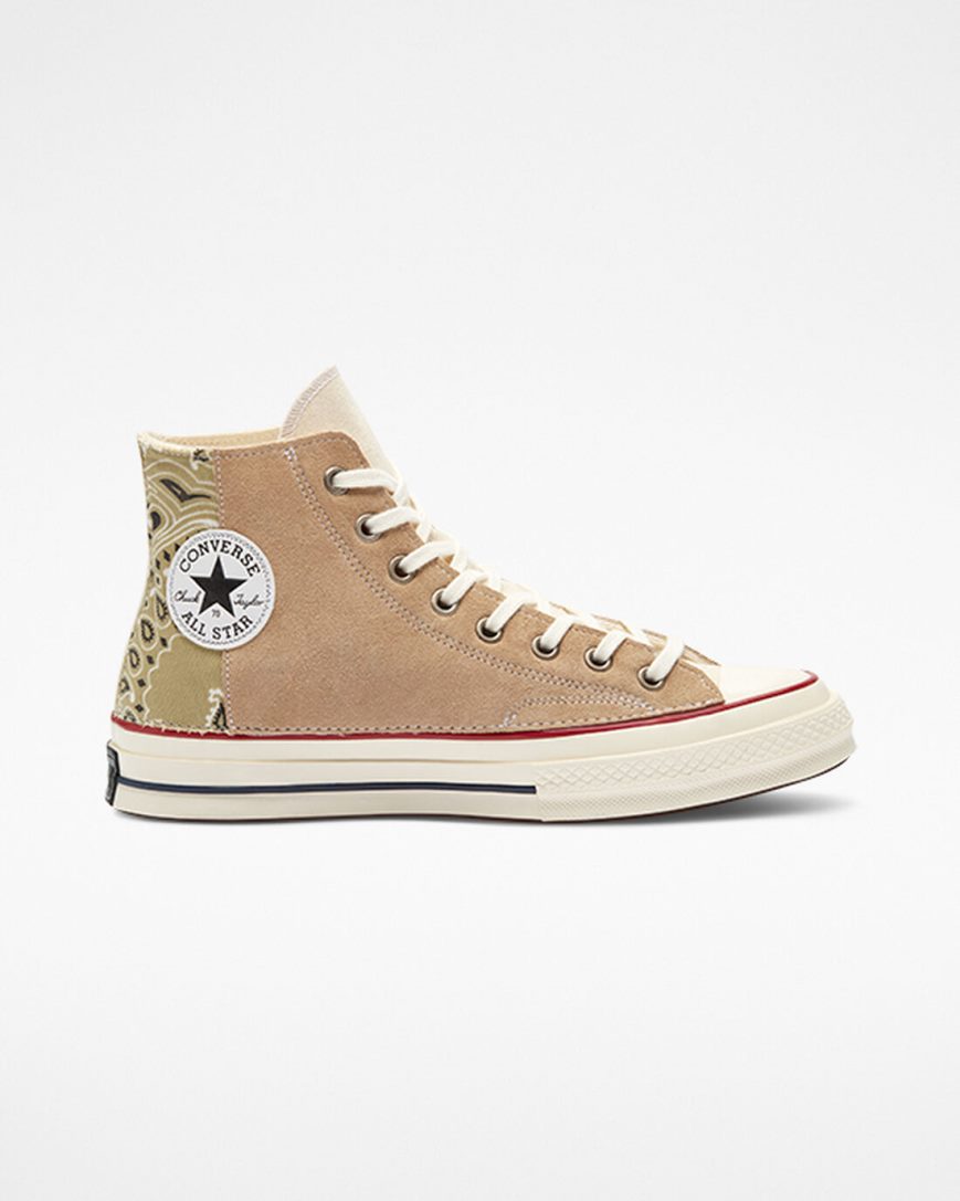 Women\'s Converse Chuck 70 LTD Paisley Suede High Top Shoes Beige Brown | AU 5C914X